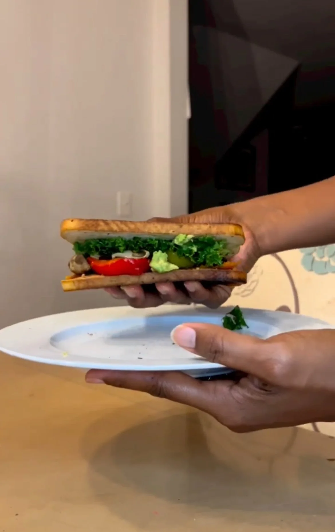 Roasted veggie sandwich with walnut pâté  