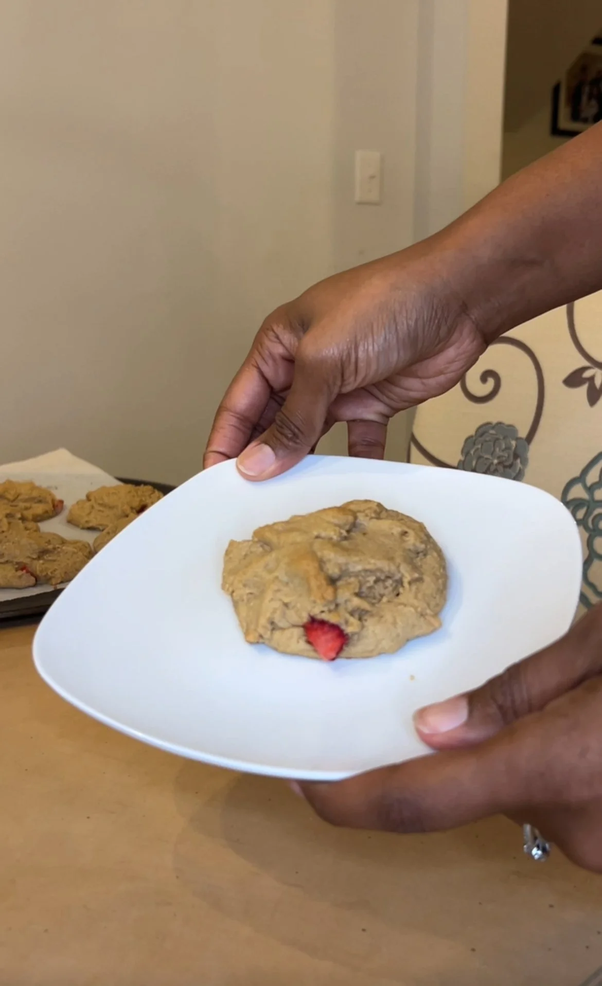 Vegan strawberry cheesecake cookie