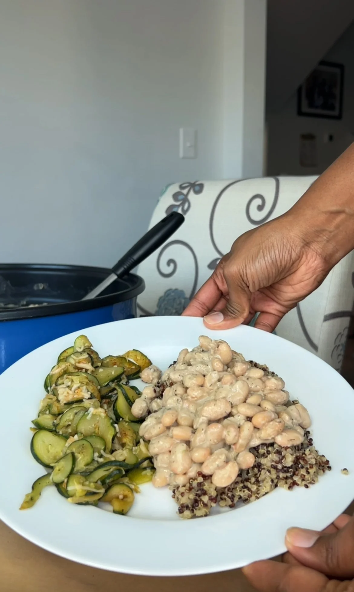 Vegan Parmesan sautéed zucchini &amp; creamy white beans