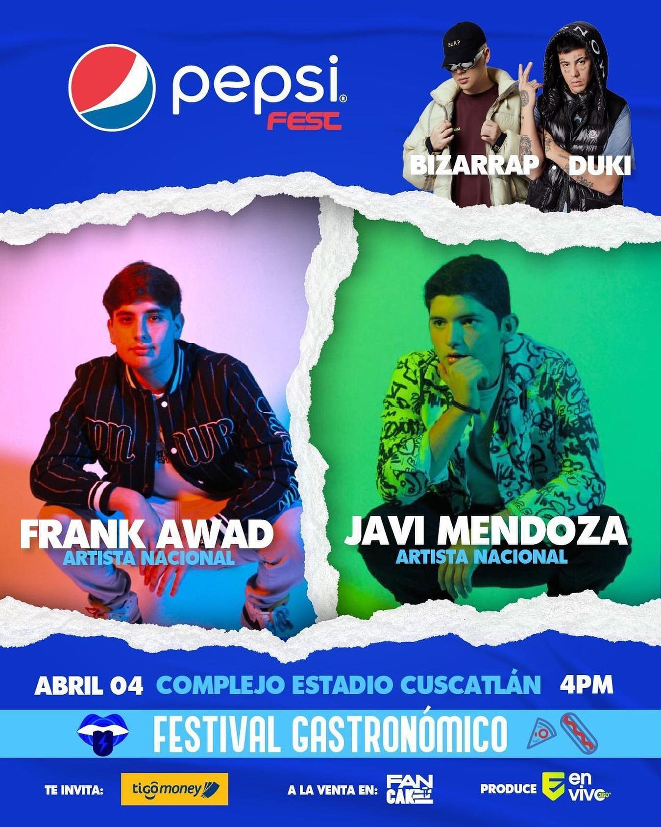 Felicidades a @javimendozamusic @frank.awad que estar&aacute;n abriendo el concierto de #bzrp y #duki en el El Salvador @pepsi_sv @envivo_sv
