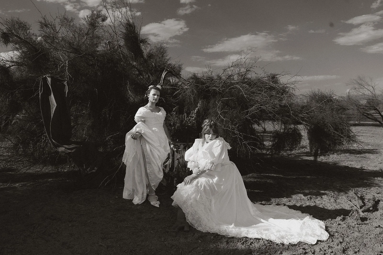 images by Cruz Valentin Photo and featuring Whitney Vertucci and Maxime Pardo in Glass Canary Vintage with accessories by The Veil Project.