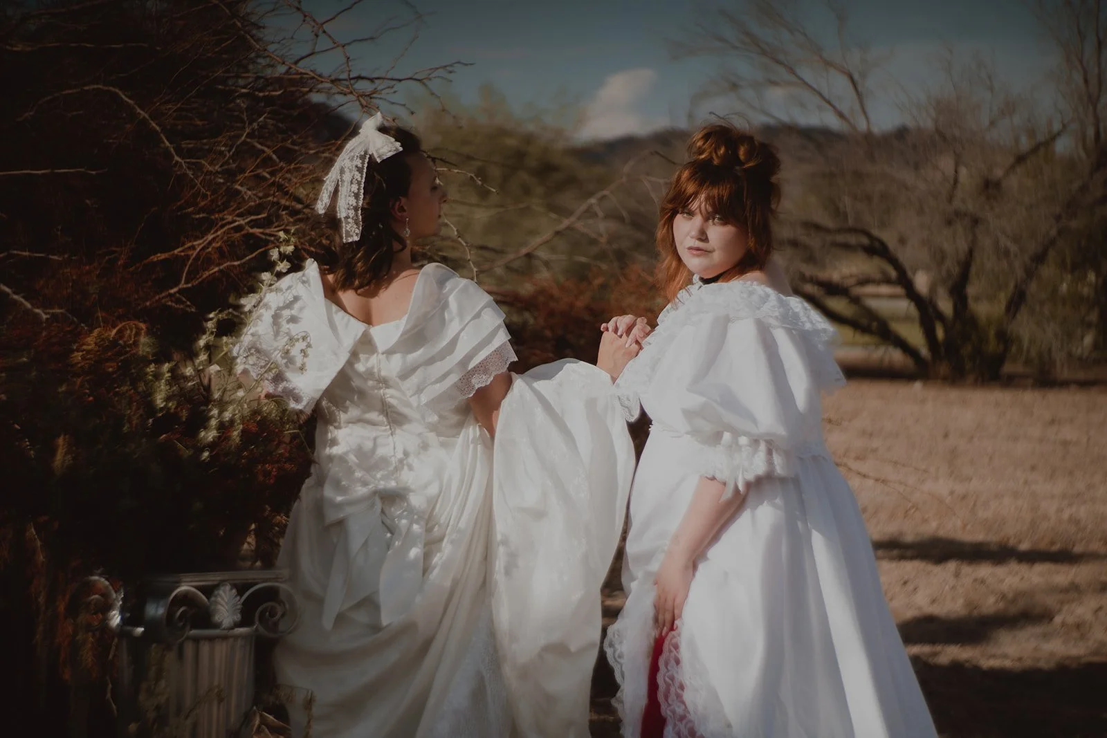 images by Cruz Valentin Photo and featuring Whitney Vertucci and Maxime Pardo in Glass Canary Vintage with accessories by The Veil Project.