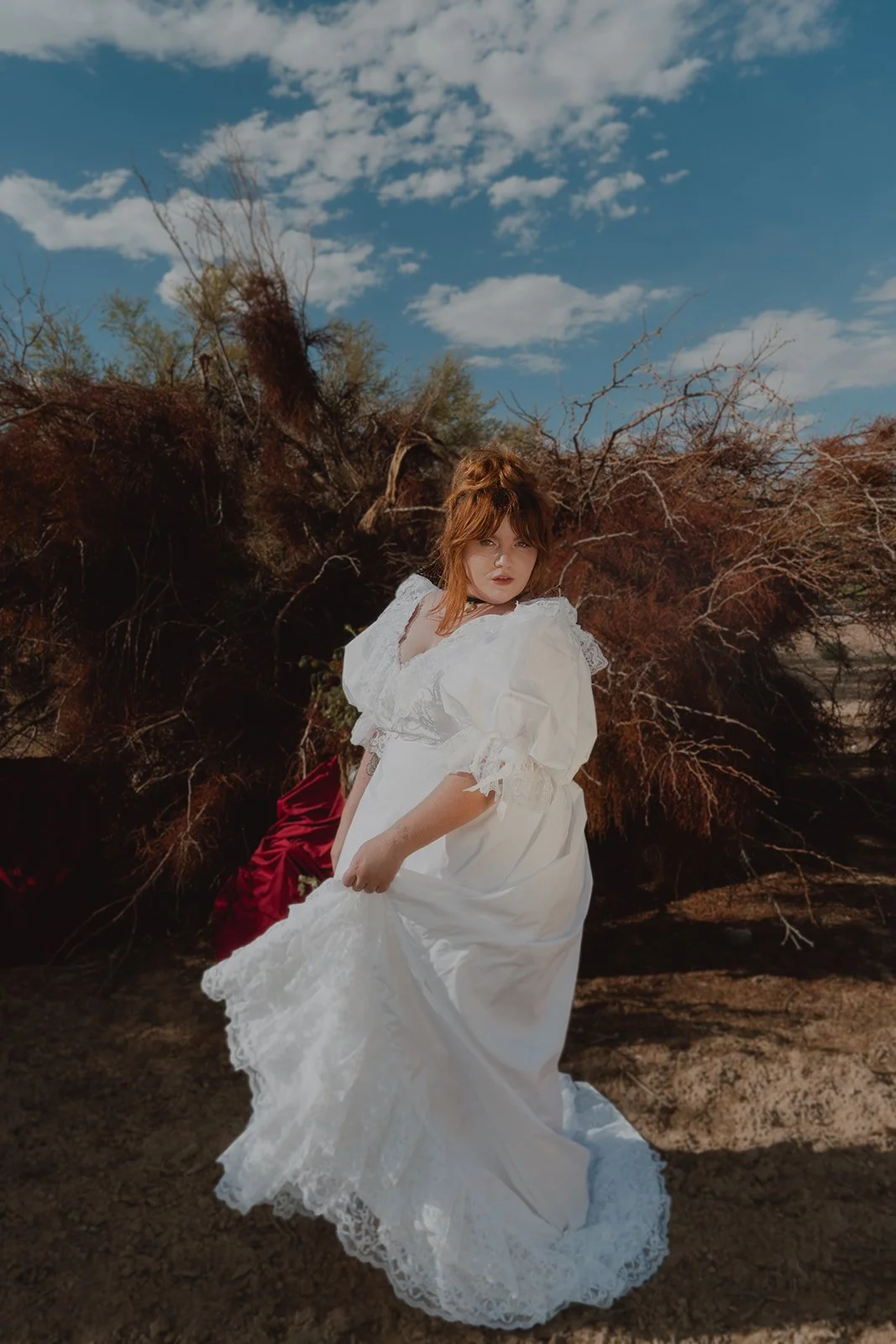 images by Cruz Valentin Photo and featuring Whitney Vertucci and Maxime Pardo in Glass Canary Vintage with accessories by The Veil Project.