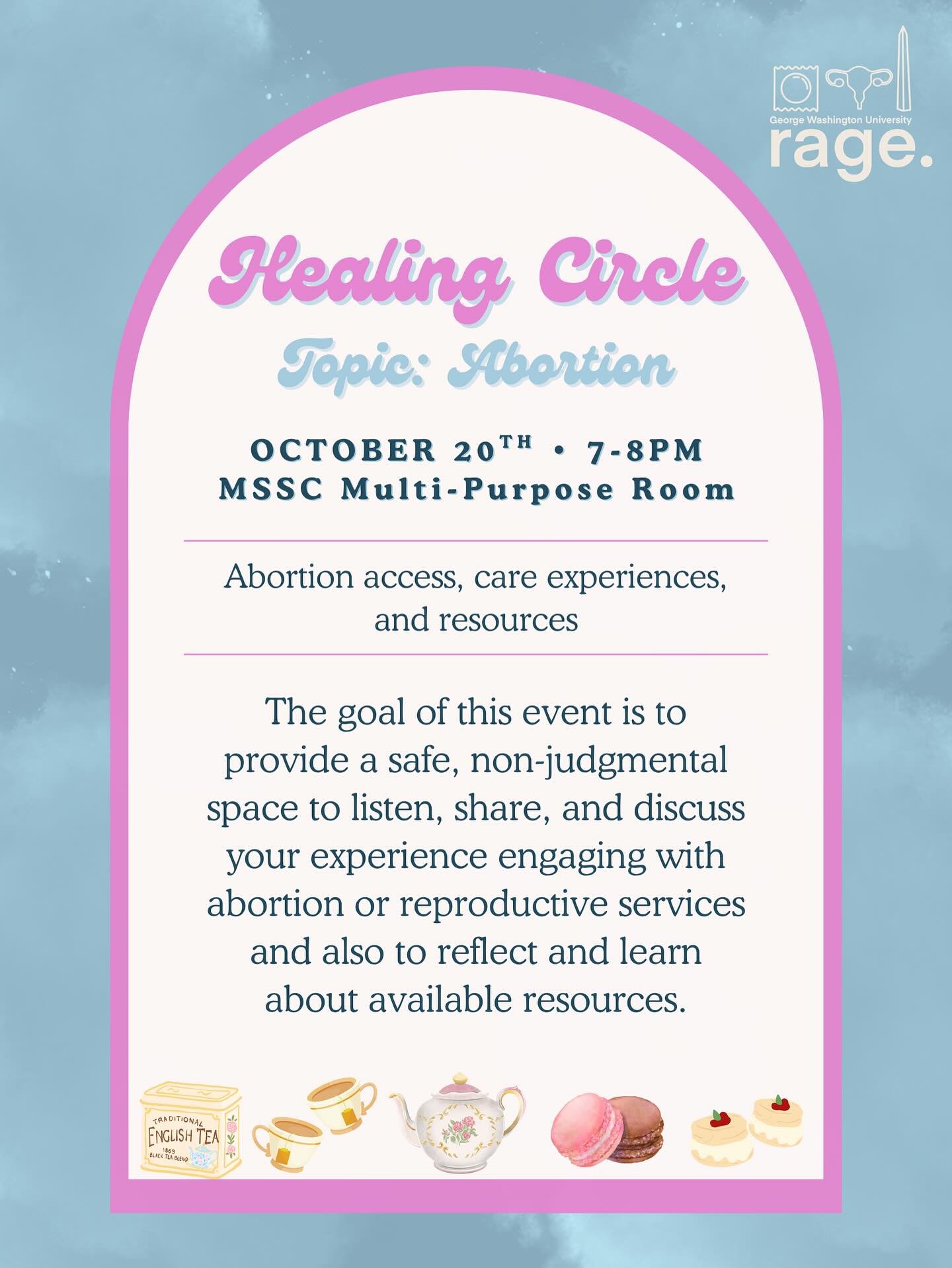 Come join us for a supportive space to reflect, connect and share about abortion resources and reproductive services!

📆 Mon, Oct 20 &bull; 7-8PM
📍MSSC Large Conference Room (USC 513)