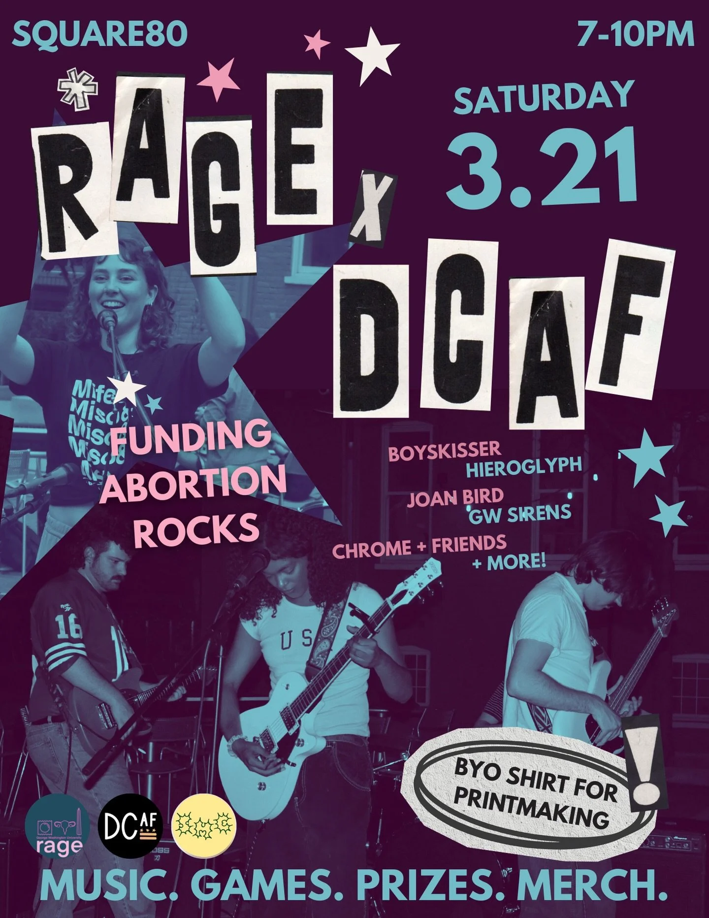 It&rsquo;s our favorite time of the year&hellip; the third annual RAGE x DCAF fundraiser concert for abortion access is here! 🎸❤️ Come out to square 80 at GWU on Saturday March 21st from 7-10pm for good tunes, good merch, and good company (and maybe