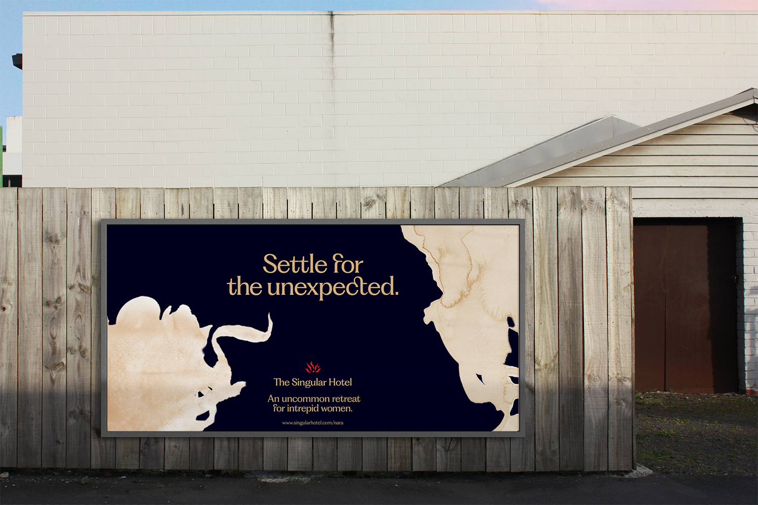 Outdoor poster advertising the brand.