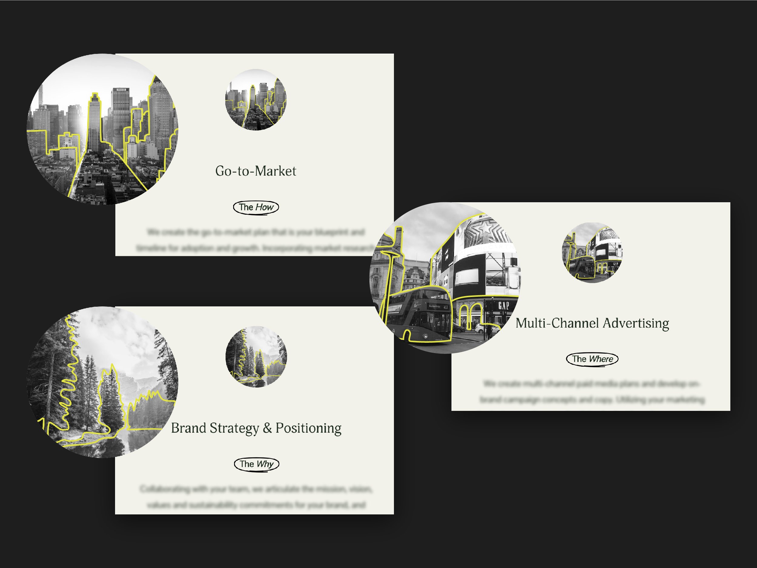 Selected images + created linework overlay to help an eco-friendly marketing consultancy better represent its services.