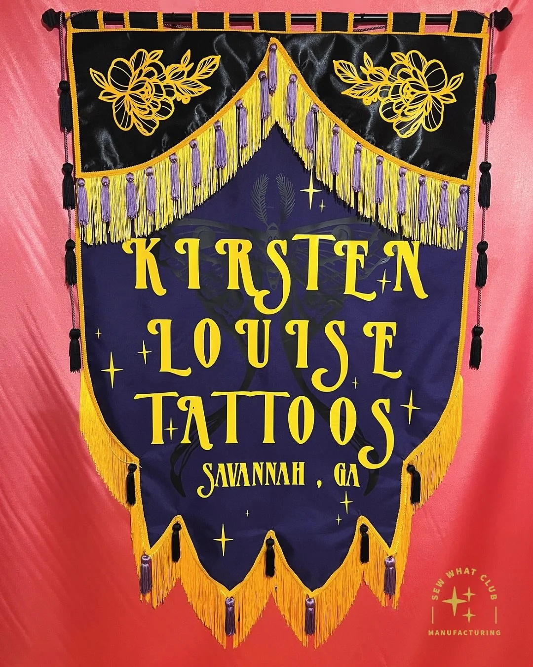 Thank youuuuuuuu @kirstenlouise_tattoos for giving me such an opportunity to create this big beautiful commission. 🙏🏾 I can&rsquo;t wait to see you two at the next convention! 💖🦋🌸 36 wide by 60in long on canvas and satin made October 2025 #tatto