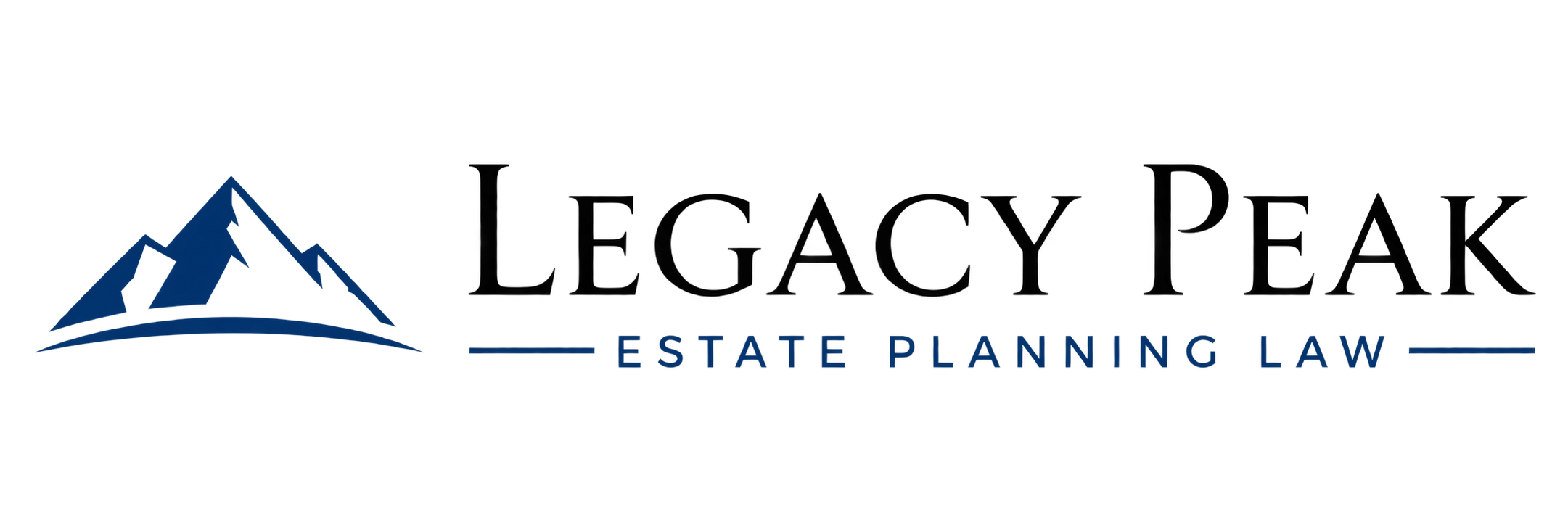 Logo of Legacy Peak Estate Planning Law with a stylized mountain graphic on the left.