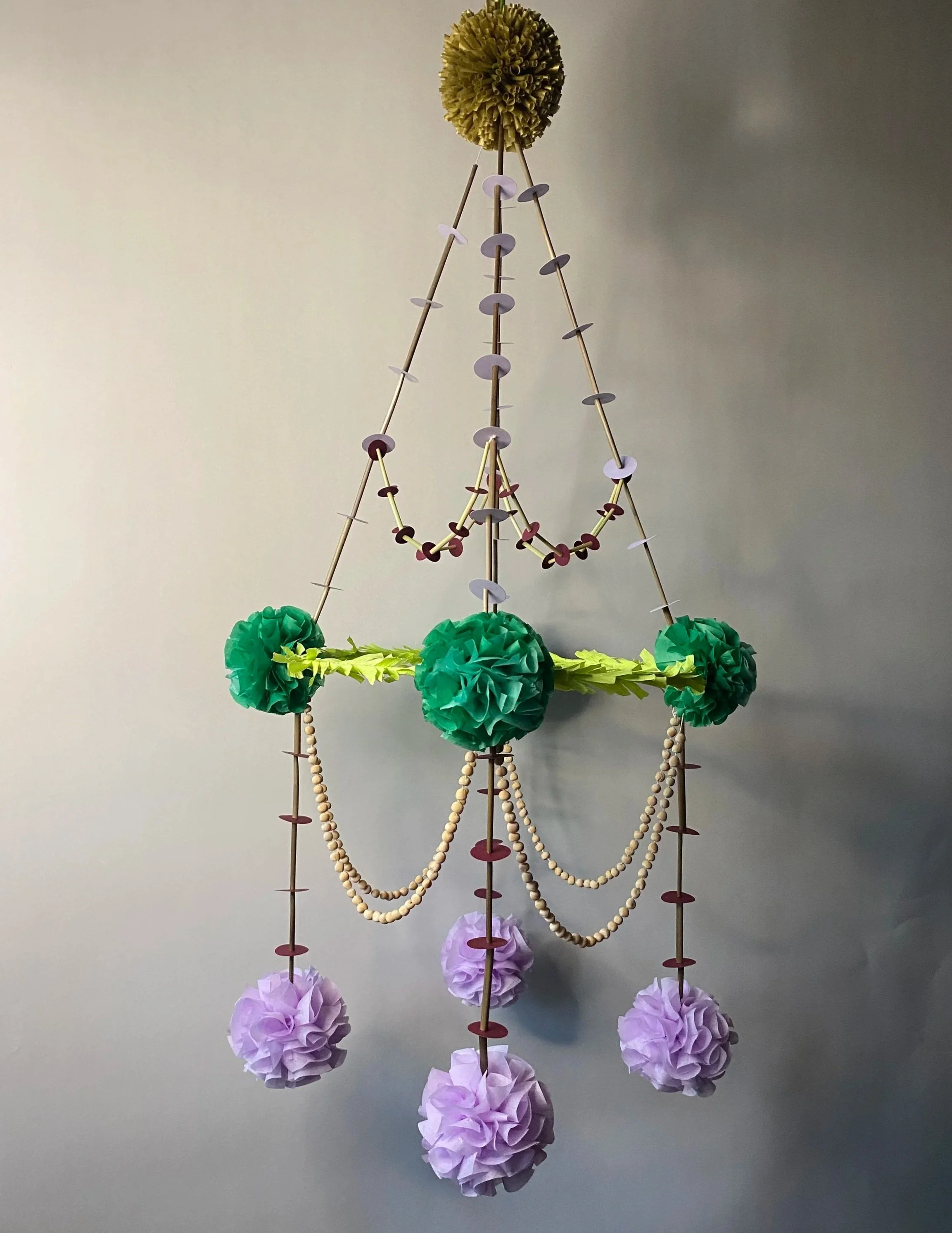 "Lichen Pajak" made with tissue paper, rye straw, and dried peas