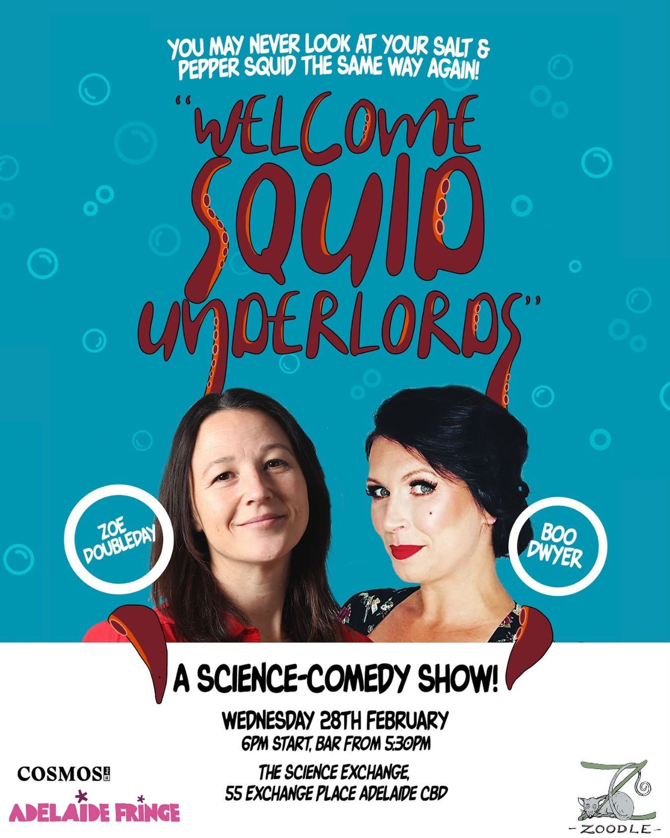 I&rsquo;m going to be an Adelaide Fringe artist and take part in a different type of #scicomm - #sciencecomedy!

Dive into the depths of marine mysteries with me at Zoodle TV&rsquo;s &ldquo;Welcome Squid Underlords&rdquo; during the @adlfringe🎉🔬

C
