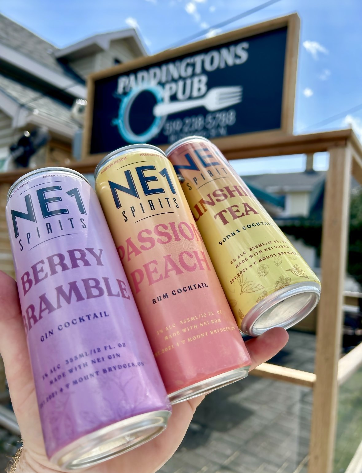 NE1 at Paddingtons Pub
@paddingtonspub_grandbend 

We are thrilled to announce another Grand Bend customer to our NE1 family. This location has been a staple along Highway 21. They have listed all four of our canned cocktails and we could not be happ