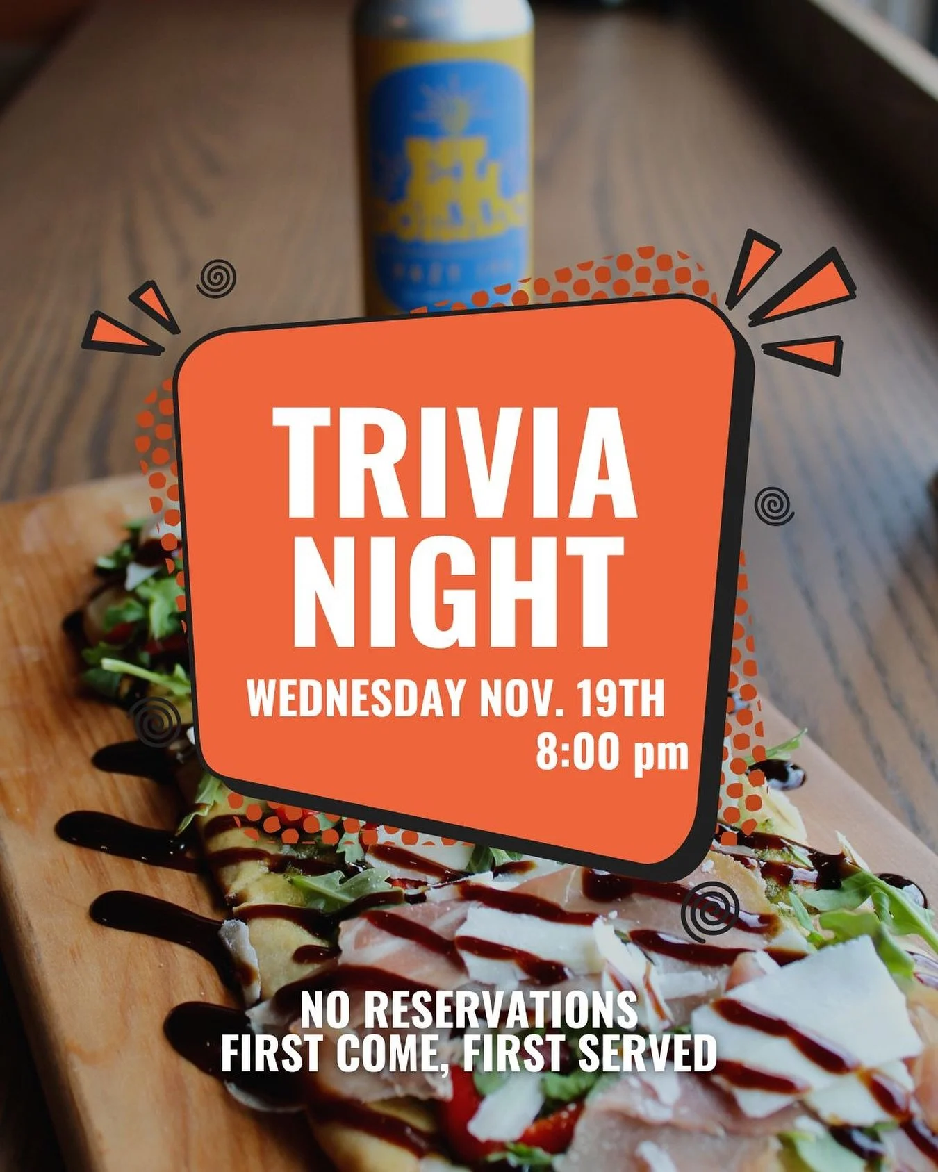 TRIVIA NIGHT &ndash; WEDNESDAY, NOVEMBER 19TH

Join us at The Still Bar, for a fun &amp; fact filled trivia night! The questions are hot, the drinks are cold, and the competition is fierce!

Grab your crew, get here early, and claim your spot. The fu