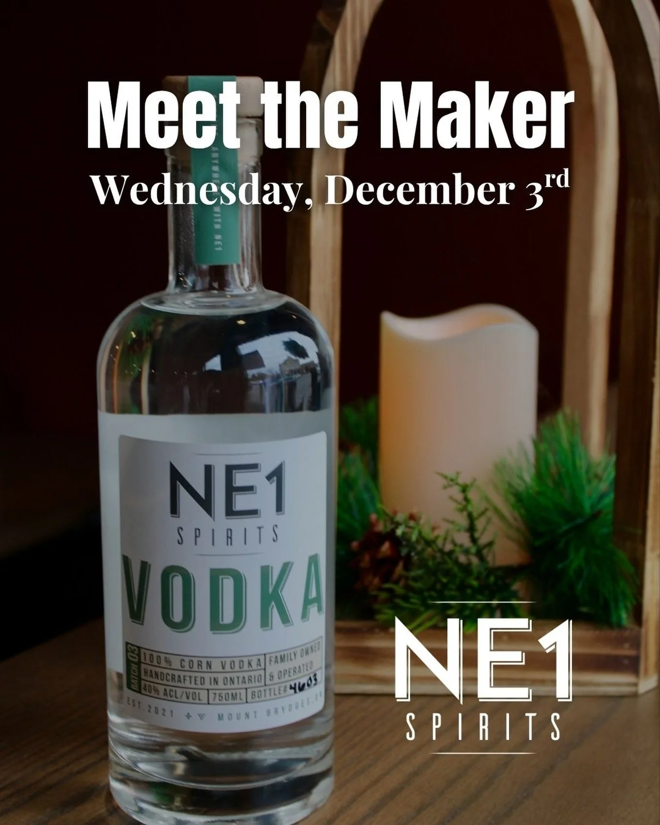 Join us at The Still on Wednesday, December 3rd for next month&rsquo;s Meet the Maker featuring @ne1spirits

Brendan Jones will be here sampling &amp; teaching us about NE1 Spirits! The event is from 6-8pm. Tickets include a full size welcome NE1 Can