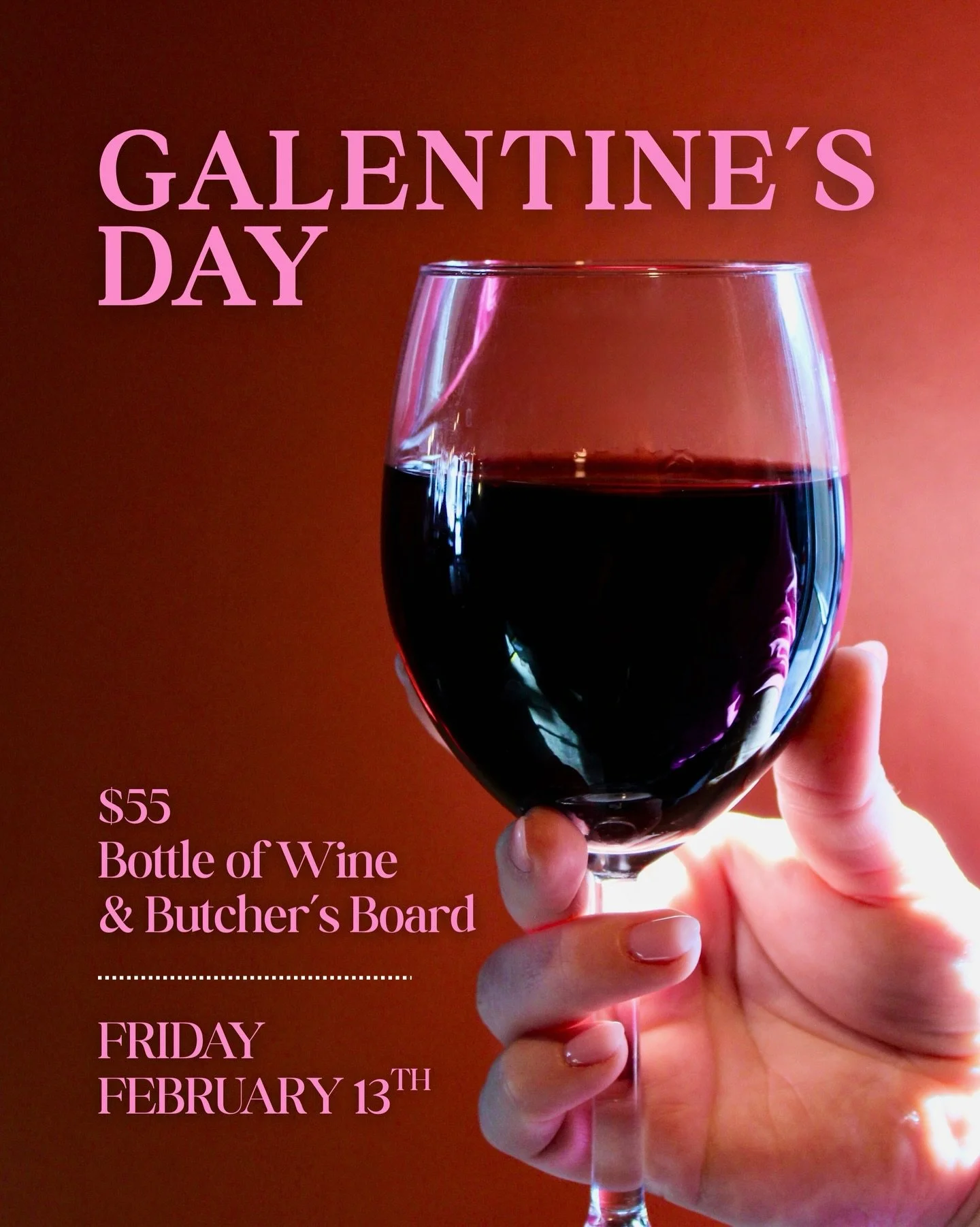 Calling all gals 💋🍷
 Galentine&rsquo;s Day is happening at The Still Bar and it&rsquo;s basically your sign to grab the group chat and make a night of it.

Friday, February 13th, we&rsquo;re serving up $55 bottles of wine and a Butcher&rsquo;s Boar
