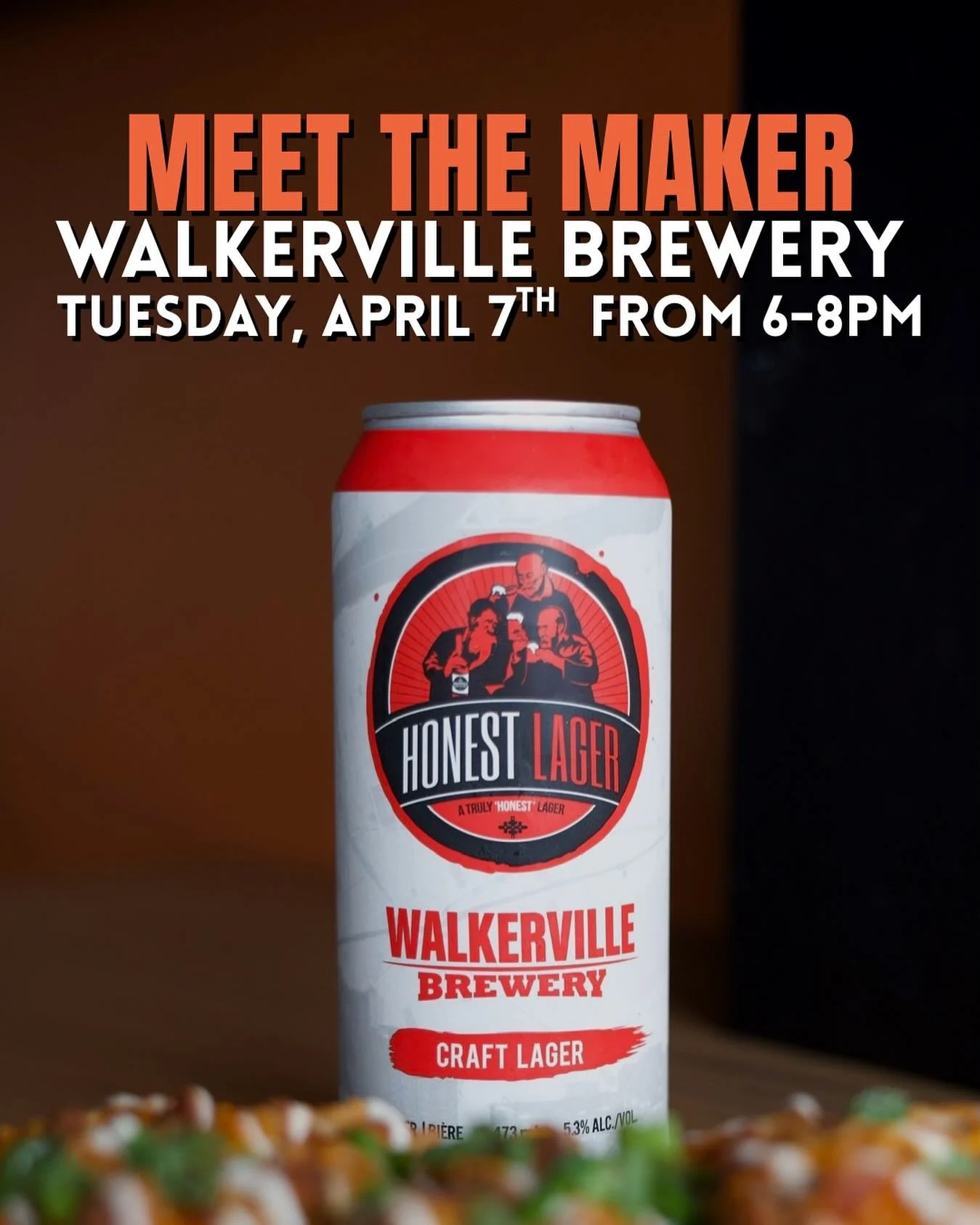 Join us on Tuesday April 7th, from 6-8PM for next month&rsquo;s Meet the Maker featuring&nbsp;@walkervillebrewery 

Ron will be here sampling some incredible craft beers! Tickets include a full size welcome can of Honest lager, a flight of their favo
