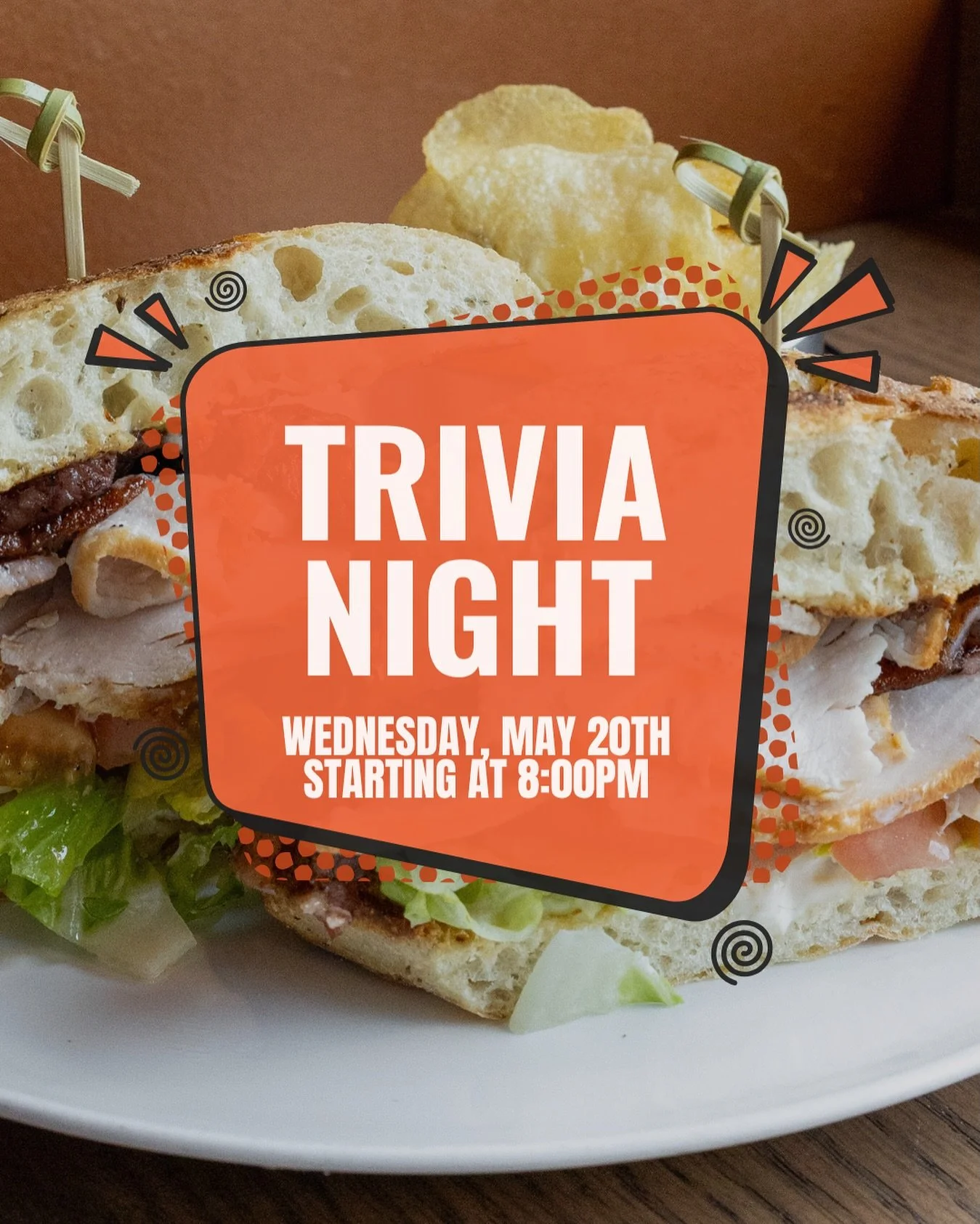 Bring your A game! Trivia is back. 

Wednesday, May 20th starting at 8PM, bring your crew for some general trivia. Free to play!

Mother&rsquo;s Day is quickly approaching! Join us on Sunday for the perfect Mother&rsquo;s Day Brunch, filled with deli