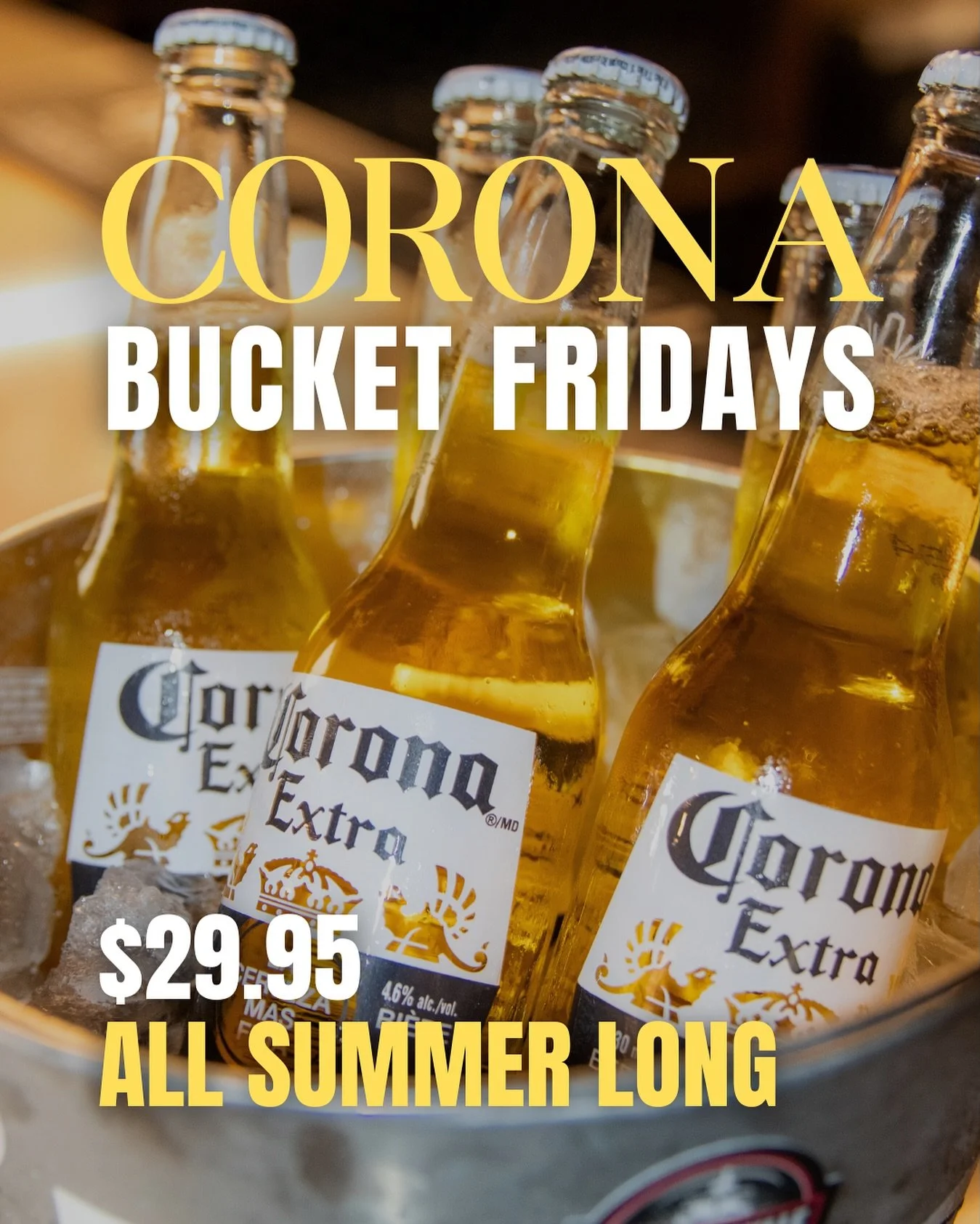 Your weekends start here📍

Gather around an ice cold bucket of Coronas on our patio for $29.95. 

See you at The Still.