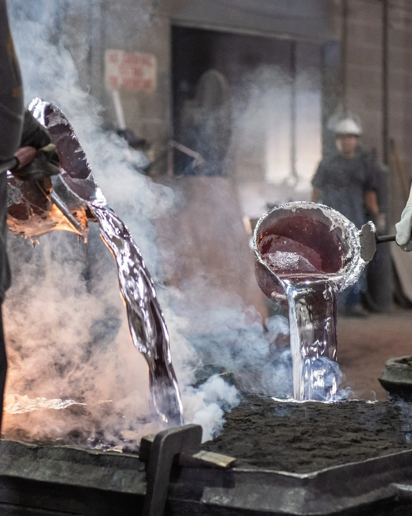 While other foundries rely on automation, A.R.K. Ramos relies on people.

Each plaque begins in our foundry, where the metal is heated until it glows and then carefully poured by hand into custom molds. 

Once cooled, it&rsquo;s removed, sanded smoot