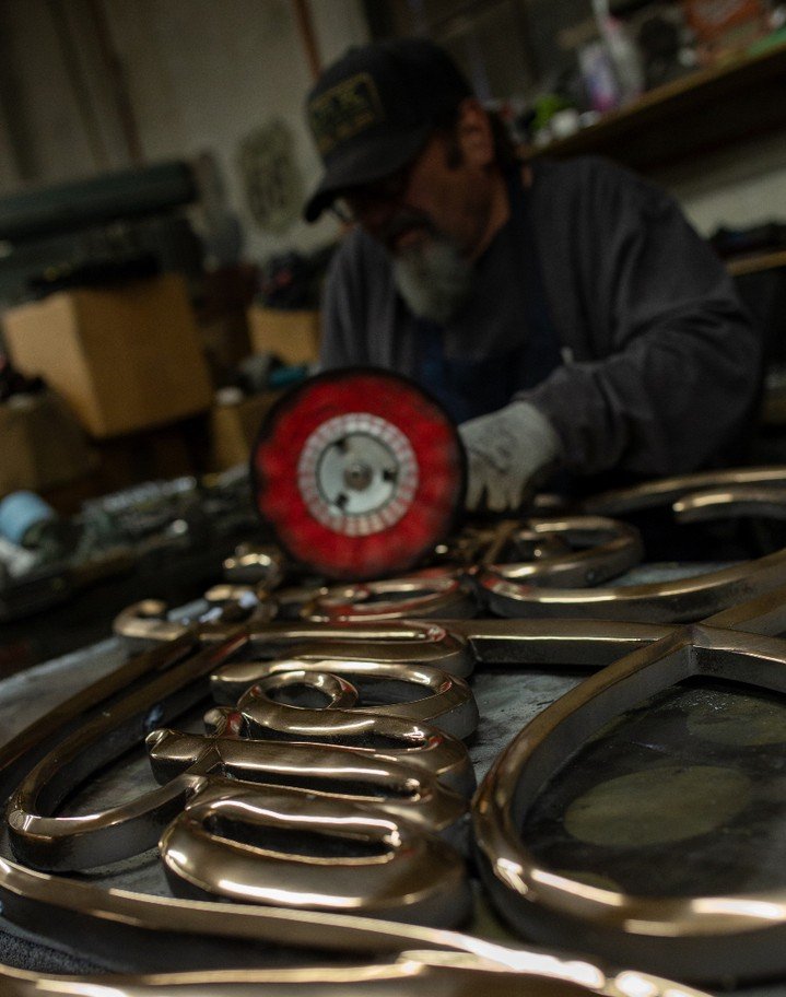 This is mirror polished brass &mdash; fabricated for the Waterford Complex in Oklahoma City. A finish this clean doesn't come from a shortcut. It comes from hands that understand the material, eyes that catch every imperfection, and standards that do