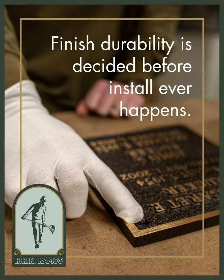 The finish isn't decoration. It's protection.

Rocky checks surface consistency under direct light before anything ships. Because once it's installed, there's no going back.

Durability is decided here, not on-site.

#ARKRamos #BronzePlaques #Divisio