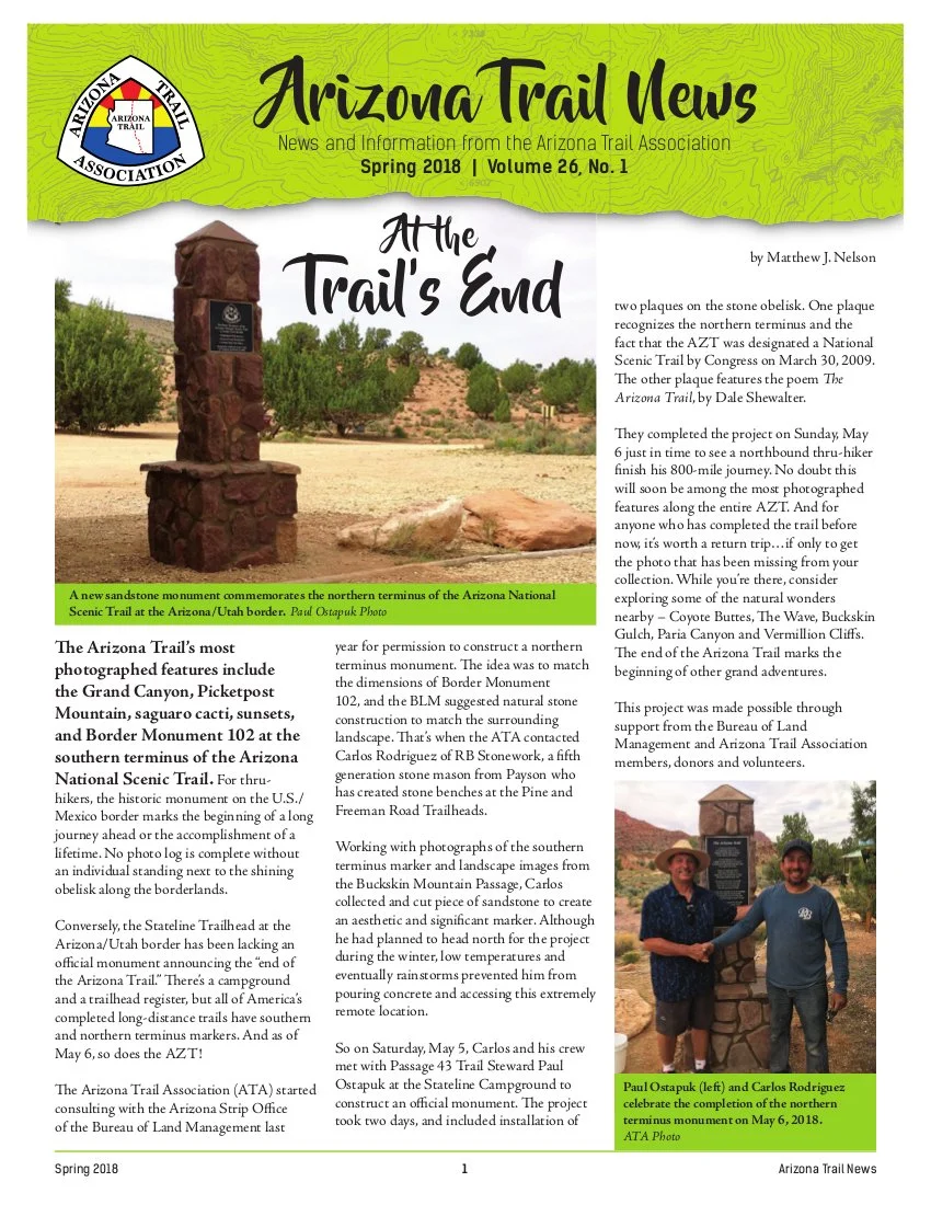 New Sandstone Monument on the Arizona National Scenic Trail