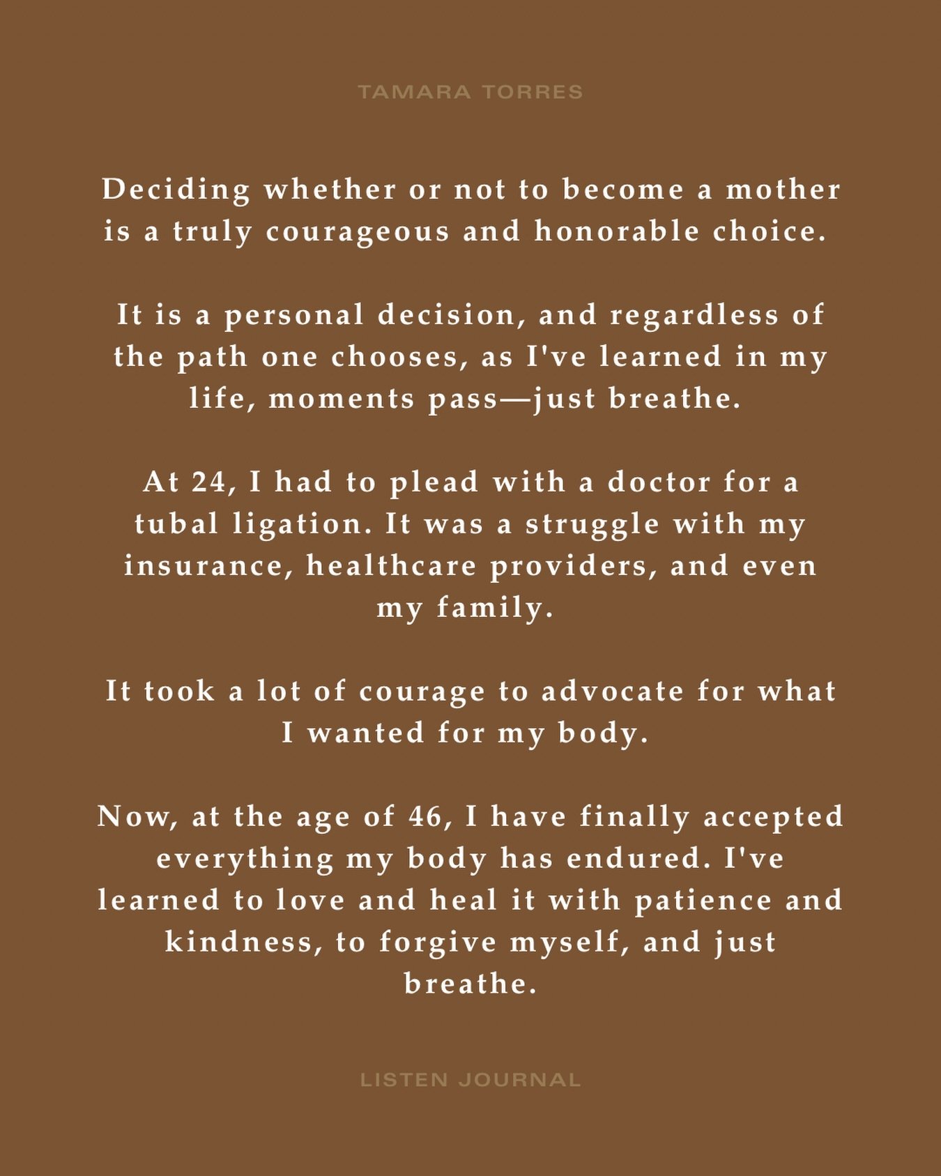 In &ldquo;Three Pregnancies and a Death&rdquo;, Tamara Torres shares the raw, intimate story of her body, her choices, and the moments that shaped her motherhood journey. 

Read the full piece on listen-journal.com now