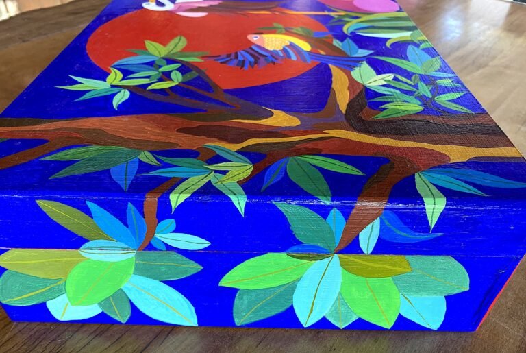  Leaf Decorations on side of painted box by Jean Tori 