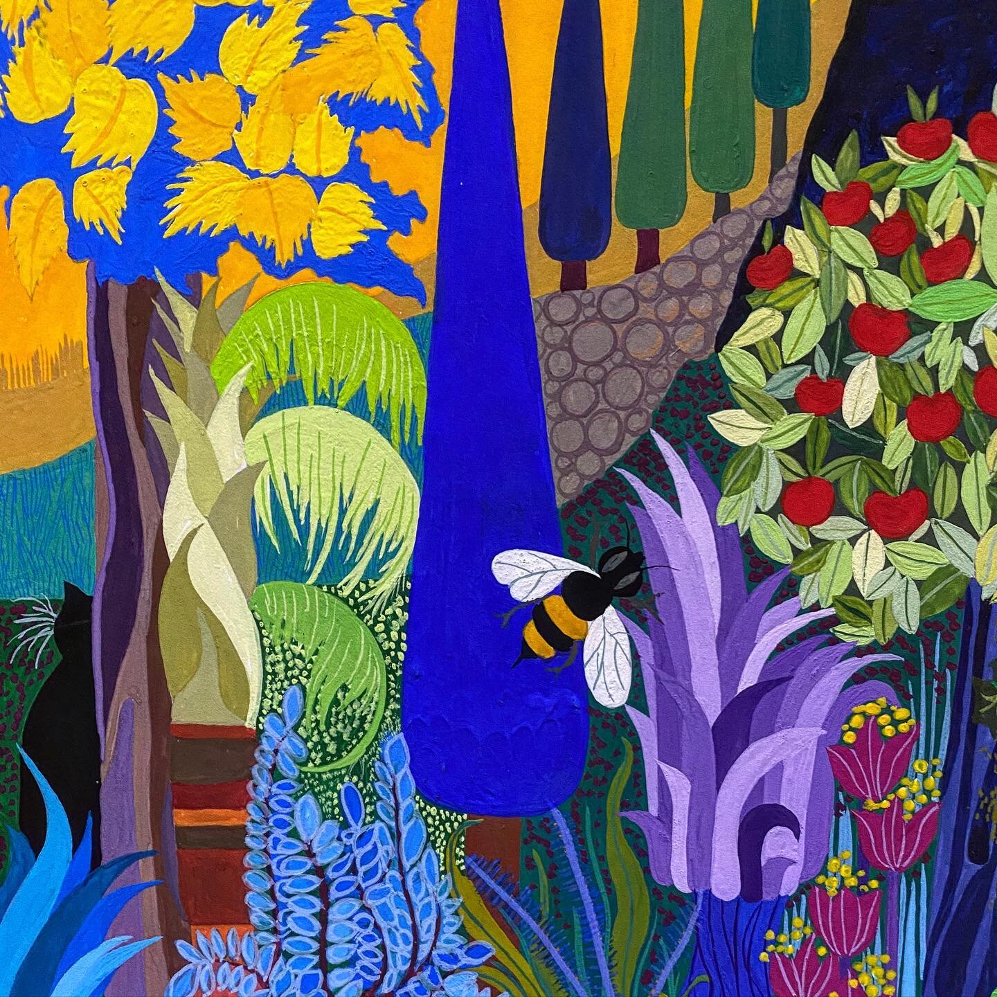 Spring is almost right around the corner! Here&rsquo;s a detail of Jean&rsquo;s illustration inspired by our Umbrian garden &ldquo;jungle&rdquo;!😁🐝 

#JeanTori #artist #garden #art #artwork #illustration #illustrator #gouachepaint #colourtheory #fi