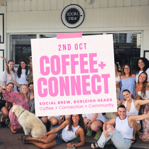 Women meeting new friends over coffee at a womens community morning in Burleigh Heads on the Gold Coast