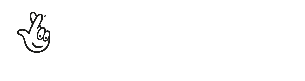 Arts Council England logo in white. Reads: Arts Council England LOTTERY FUNDED - Supported using public funding by Arts Council England