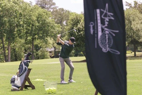 Golfer swinging