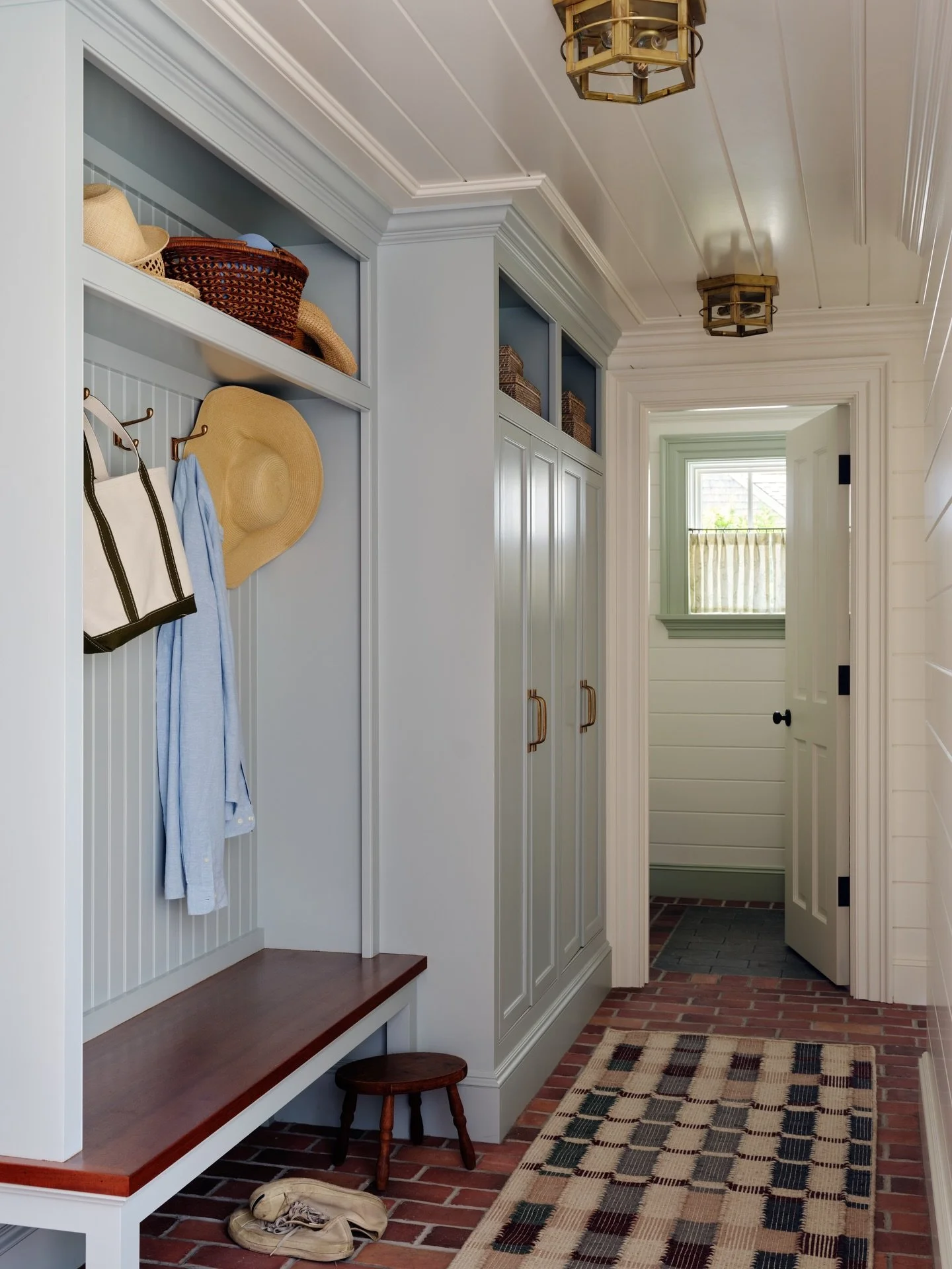 Pops of subtle coastal color in this mudroom

Interiors: @megmcsherryinteriors 
Architect: @patrickahearnarchitect 
Builder: @spencerandcompanybuilders 
Stylist: @matthewgleasonstylist 
Photographer: @seanlitchfield