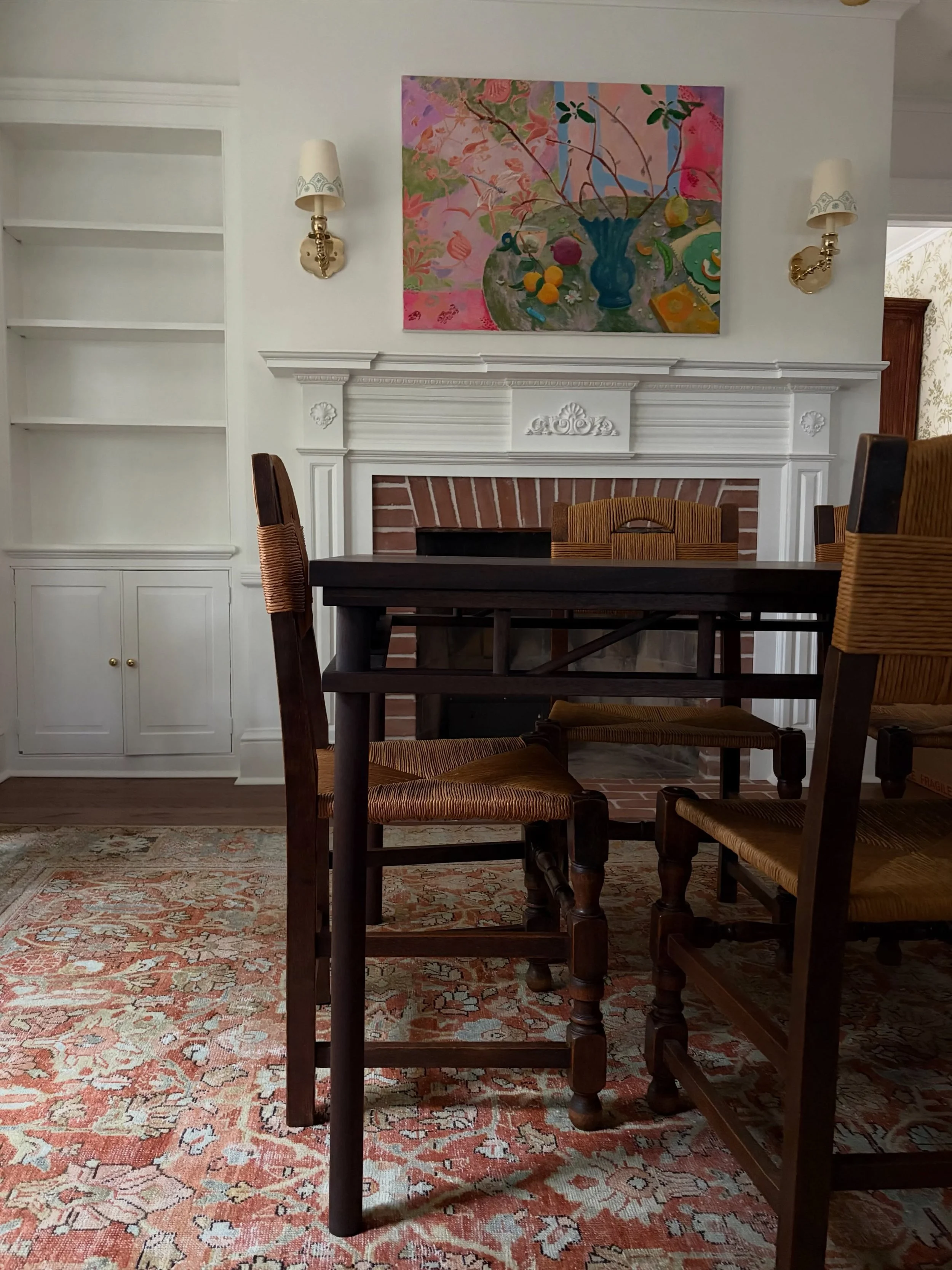 Frankly, I love the imperfect photos on my phone as much as the professional ones. These show how we do our job. How one or two layers can make a room feel less lonely. This house challenged us to embrace color in a new way, more saturation, less cau