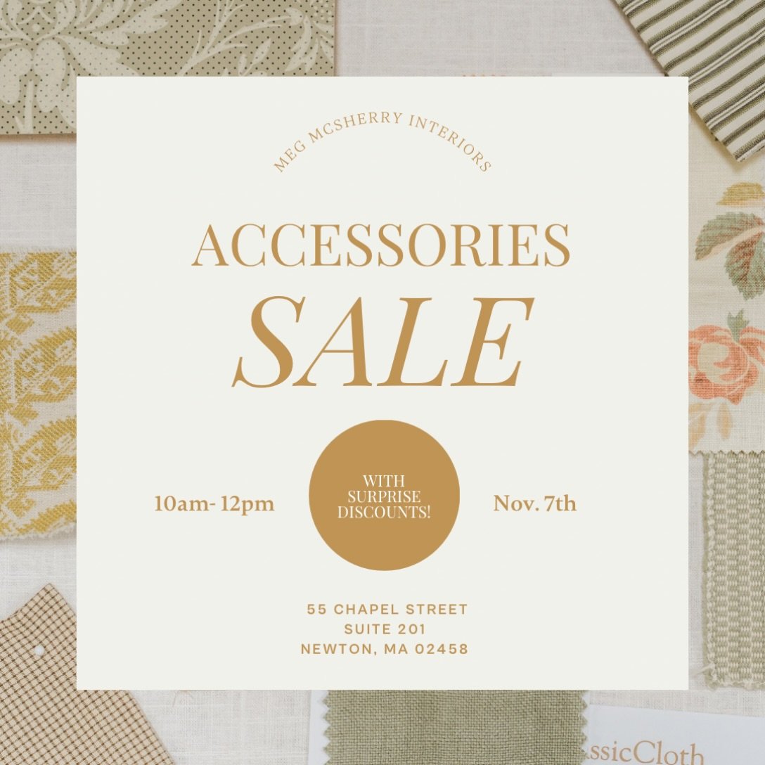 🚨important news alert🚨

We are having an accessories sale at our office on Saturday, November 7th! From custom pillows to antique vases - we have a variety of accessories we are selling to make room for more goodies. 

Things to know: Bring your ow