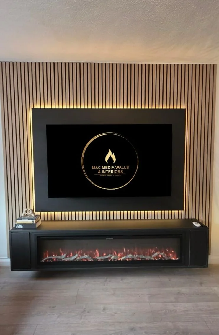 TV Feature Wall with Fire