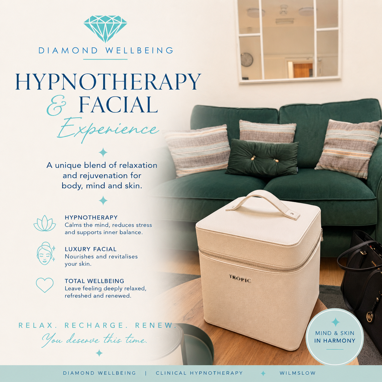 facial and hypnotherapy session
