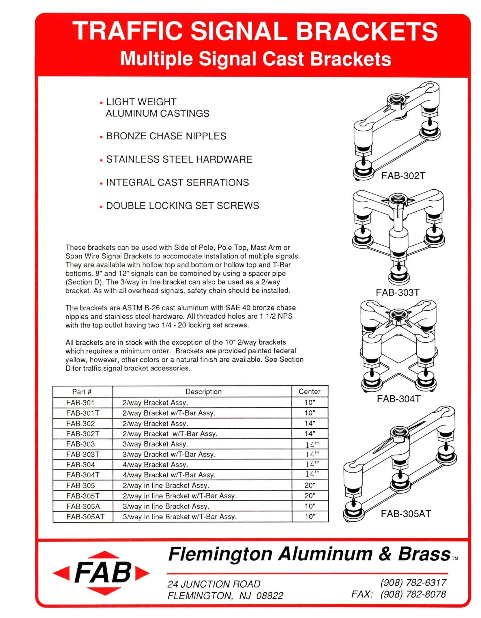 Traffic Signal Brackets "Multiple Signal Cast Brackets" — Flemington