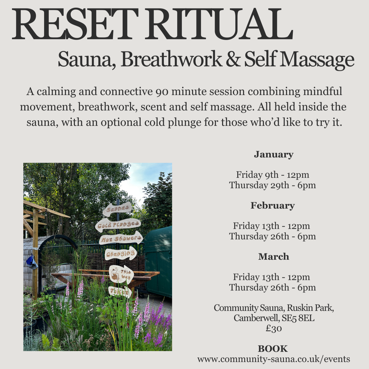 RESET RITUAL - SAUNA, BREATHWORK, SELF MASSAGE &amp; PLUNGE 