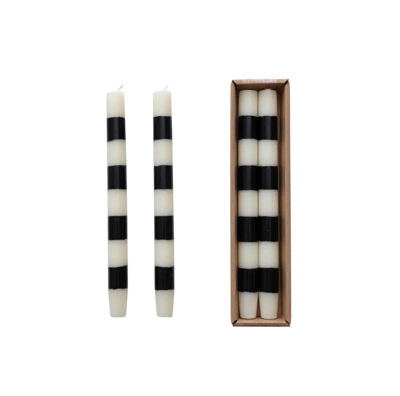 Unscented Striped Taper Candle Set