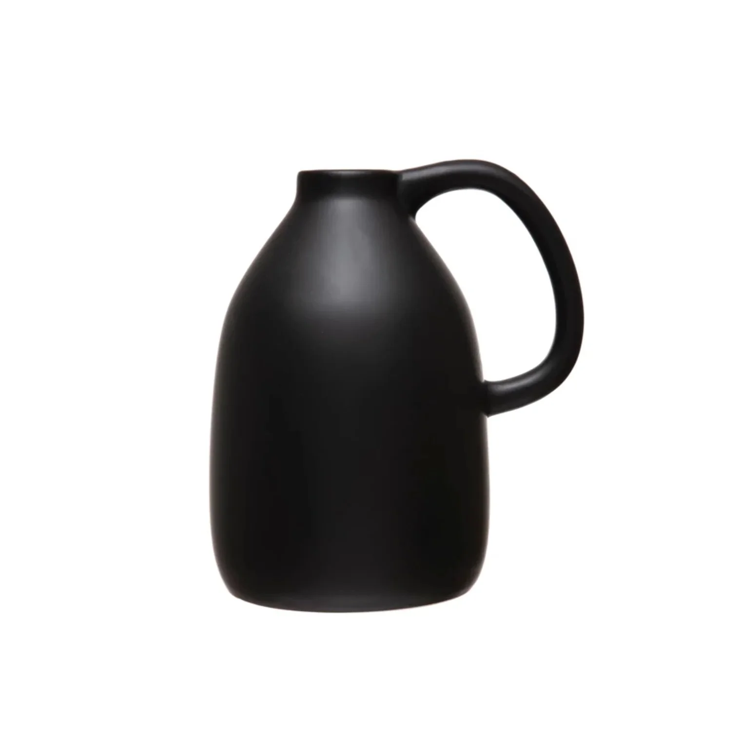 Matte Black Ceramic Handled Vase