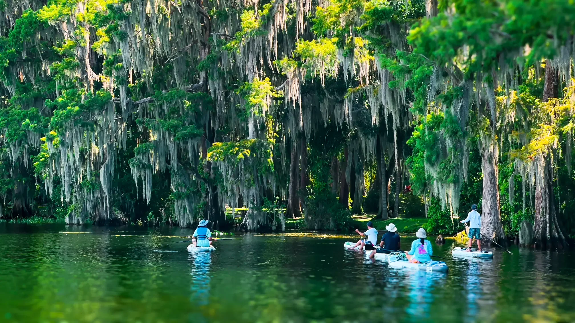 Paddle boarding by Kraft Azalea Park in Winter Park Florida with Otter Paddle Orlando. 