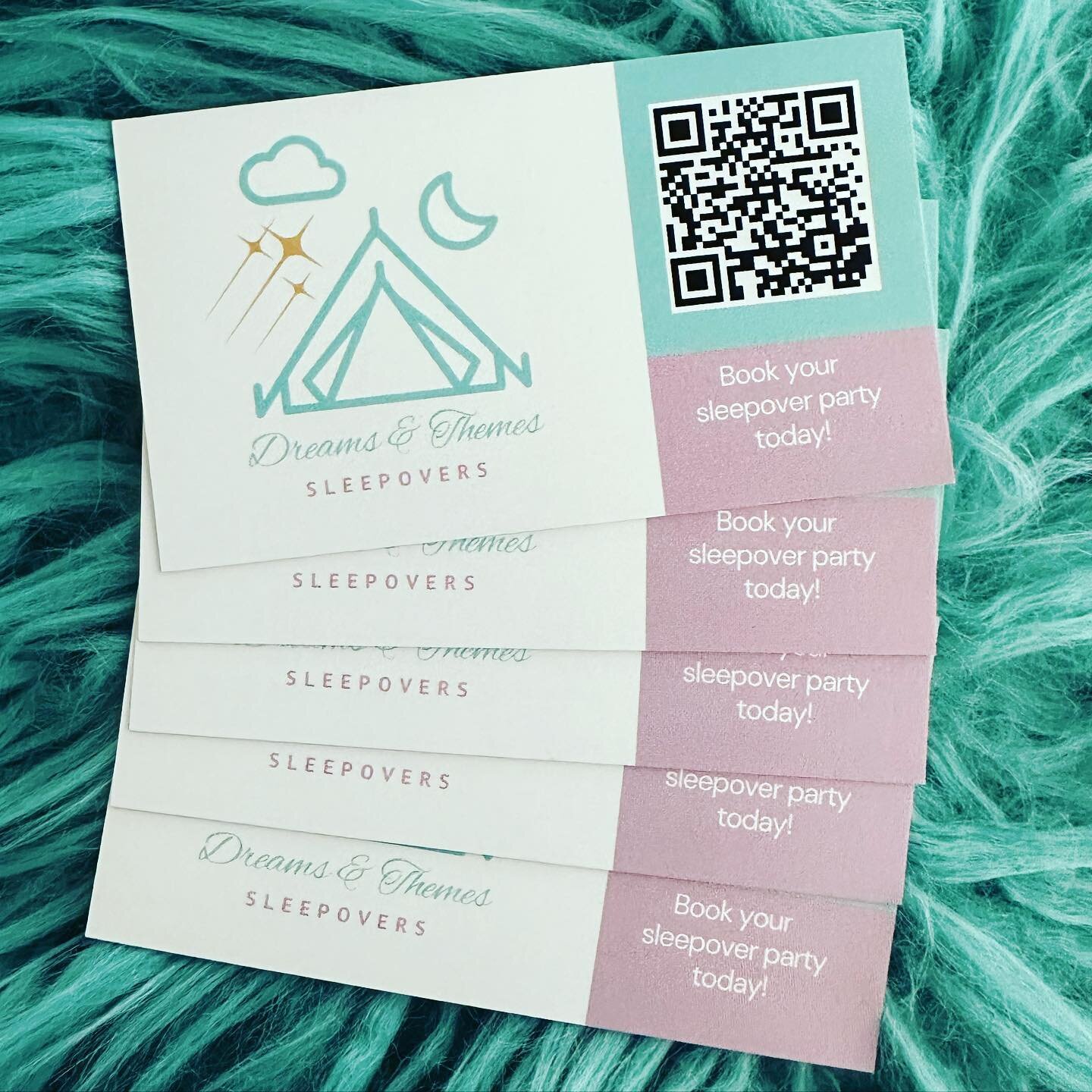 Biz cards have arrived 🥰🎉

For more information or to book your sleepover supreme 😃 go to www.DreamsAndThemesSleepovers.com !

Dreams and Themes is a sleepover party business. We come to your home and set it up and when you&rsquo;re done we pick i