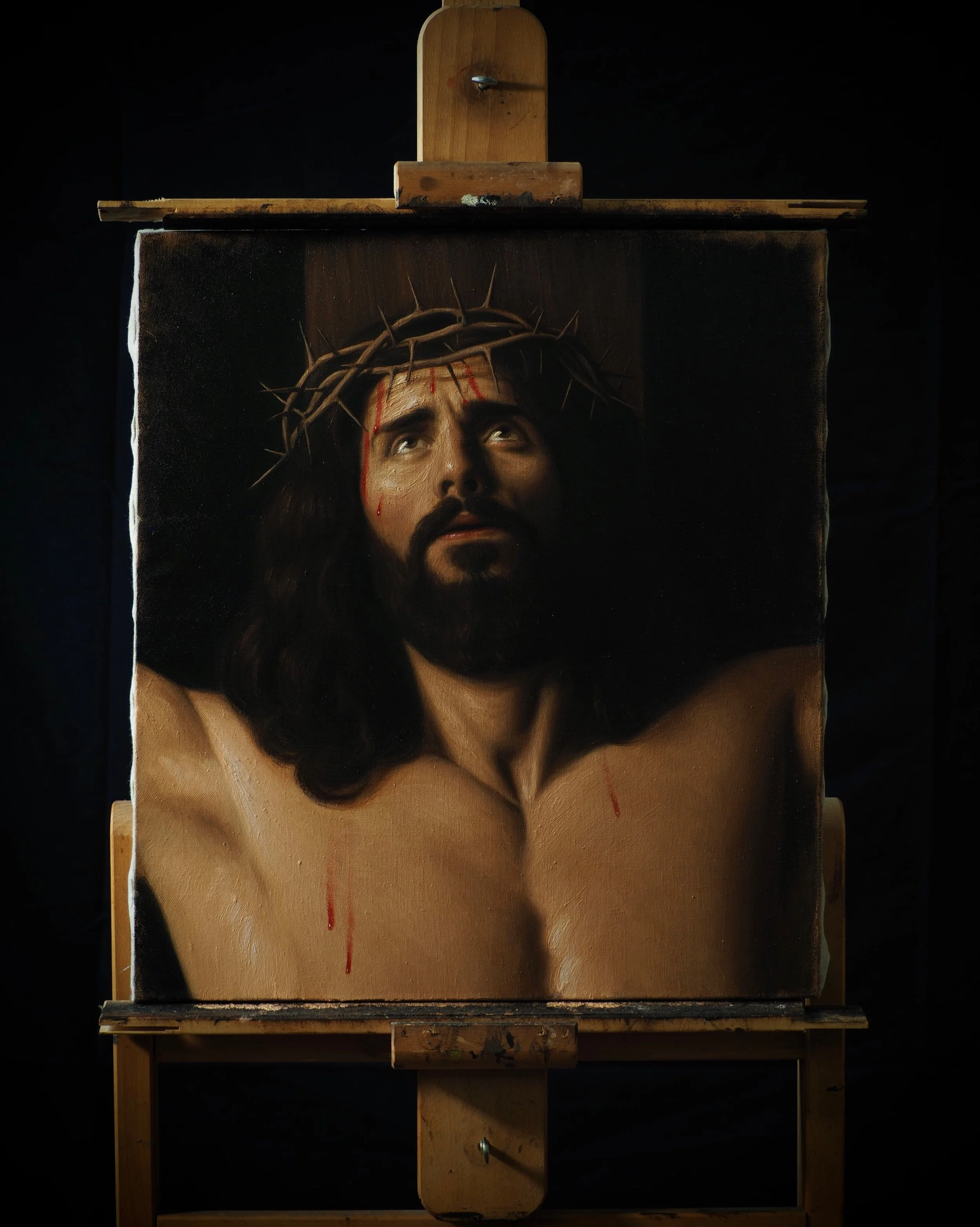 A closer look at the head study of the crucified Christ &hellip;

I am still searching for the face of Christ for my painting of the Crucifixion. I believe to paint Jesus Christ on the cross bears more spiritual and intellectual depth than any other 