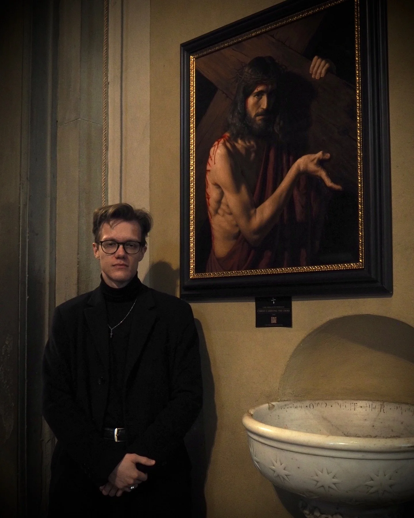My two paintings "Christ Carrying The Cross" and "The Prayer of The Holy Virgin Mary" are currently on display in the basilica of Santa Maria Novella in Florence. To say they are in good company amongst the masterworks inside that