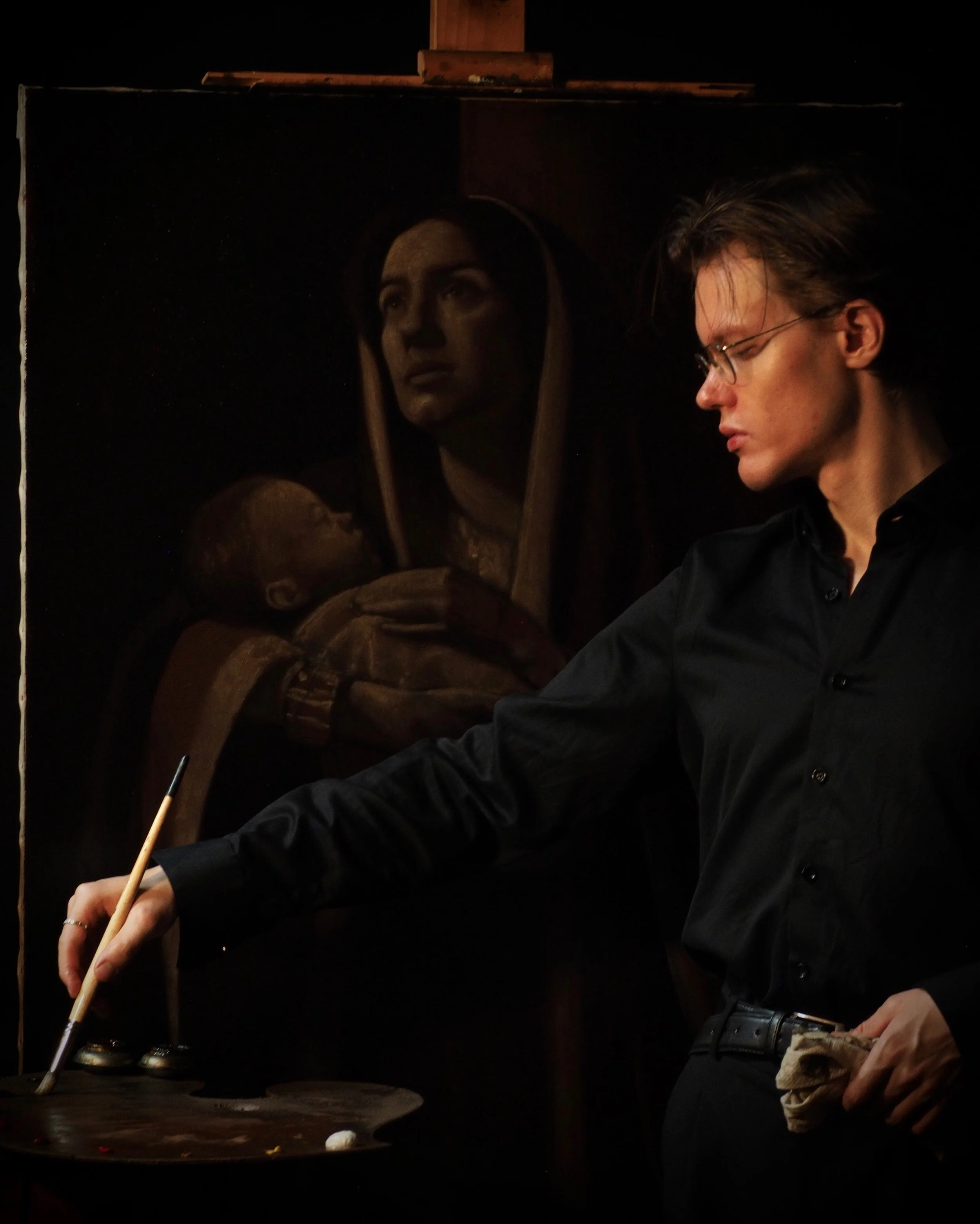 Sketching out a new painting straight on the canvas &hellip;

The grisaille is complete &mdash; now onto colour.

&bull;

#carlnikolasvontiedemann #classicalart #traditionalart #biblicalpainting #oilpainting