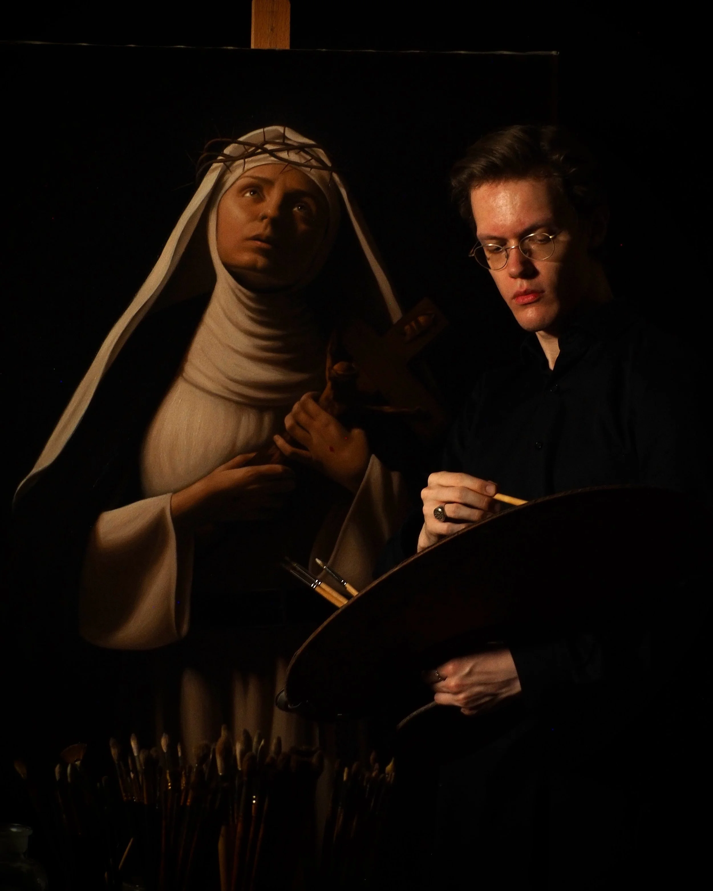 Traveling back in time through various moments of the creation process of my painting of Saint Catherine of Siena.

Just a few final touches left &hellip;

@theculturist__
@carlnikolasvontiedemann 

&bull;

#carlnikolasvontiedemann #saintcatherineofs