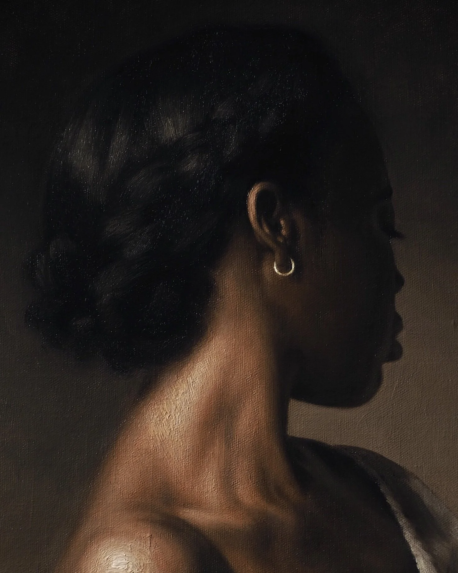 Carl-Nikolas von Tiedemann - »Michèle Turning Away« - 2025 - Oil on canvas - 45 x 55 cm - Detail.jpg