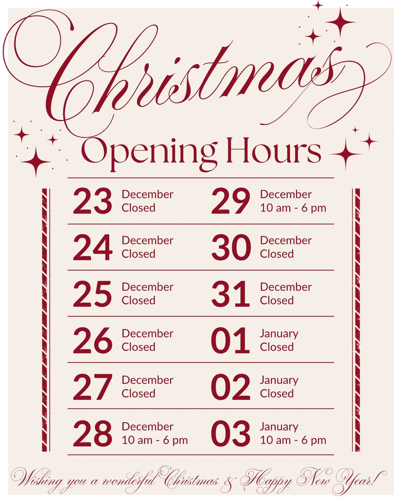 Christmas Holidays are approaching fast 🎅🎄🎁⛄️❄️ We will be open as normal until 22nd of December. 
In-between Christmas and New Year we are open on the 28th &amp; 29th of December with limited spots available. Book your session in advance if you w