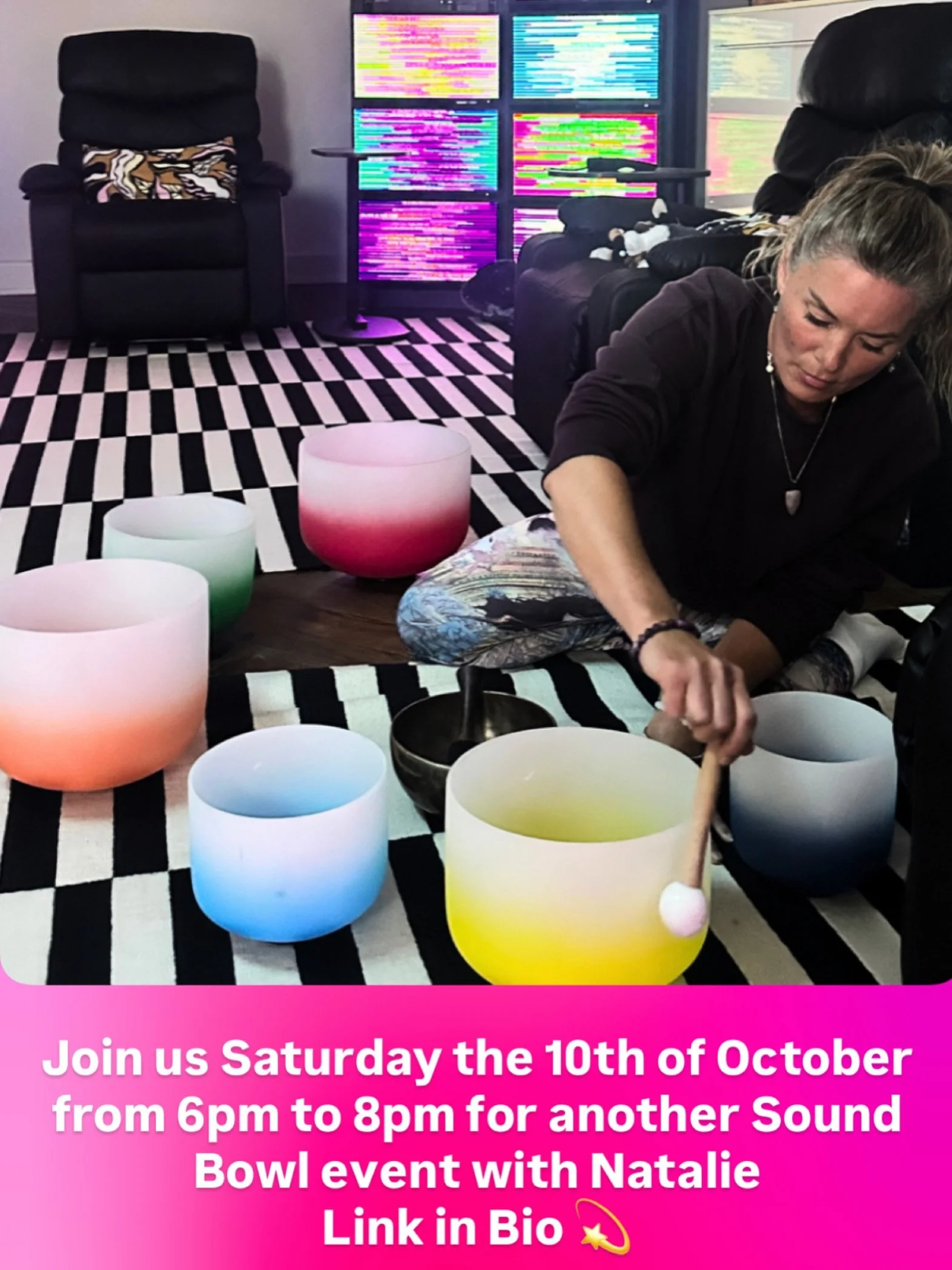 Join us for another Sound Bowl Event. Saturday the 10th of October from 6pm. The direct link is attached on our profile. Space are limited 💫

Whether you are familiar with sound healing or experiencing it for the first time, this intimate session of